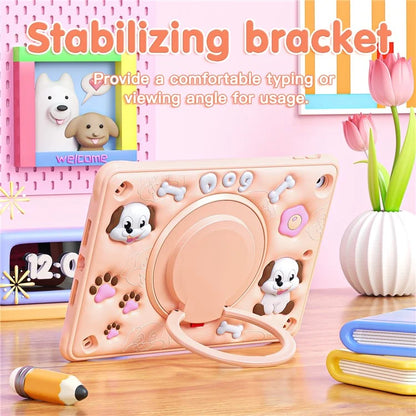 For iPad 10.2 (2021) / (2020) / (2019) Case Cute Dog Pattern Kickstand PC+Silicone+TPU Tablet Cover
