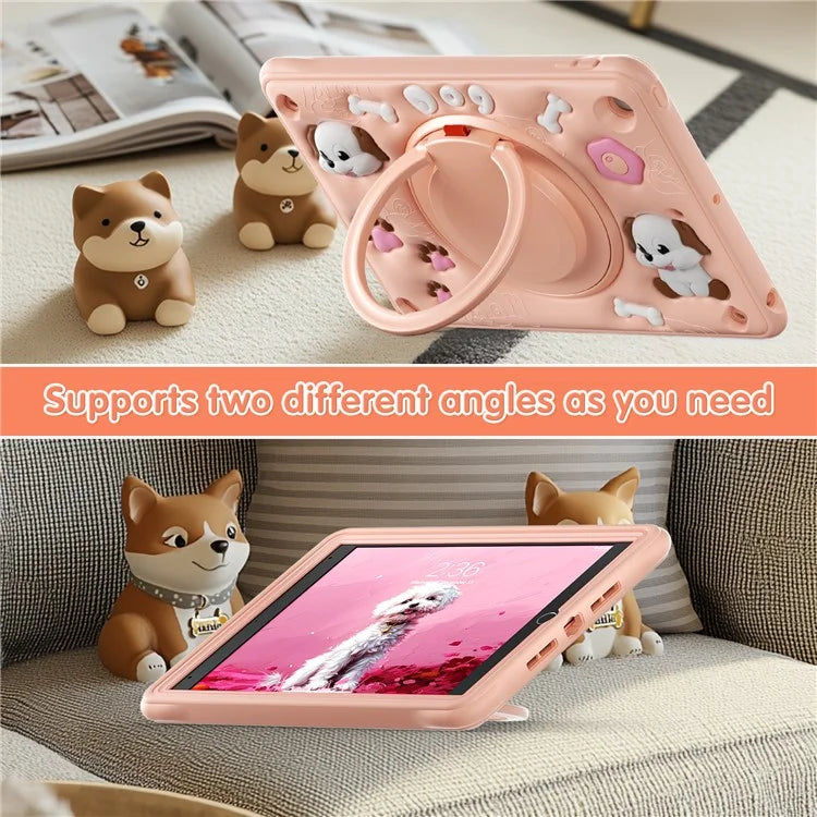For iPad 10.2 (2021) / (2020) / (2019) Case Cute Dog Pattern Kickstand PC+Silicone+TPU Tablet Cover