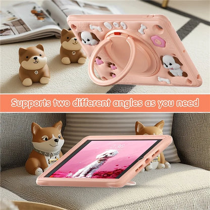 For iPad 10.2 (2021) / (2020) / (2019) Case Cute Dog Pattern Kickstand PC+Silicone+TPU Tablet Cover