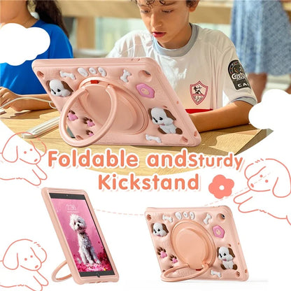 For iPad 10.2 (2021) / (2020) / (2019) Case Cute Dog Pattern Kickstand PC+Silicone+TPU Tablet Cover