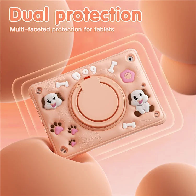 For iPad 10.2 (2021) / (2020) / (2019) Case Cute Dog Pattern Kickstand PC+Silicone+TPU Tablet Cover