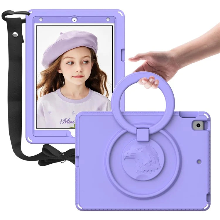 For iPad 10.2 (2019)  /  (2021)  /  (2020)  /  Air 10.5 inch (2019) Case with Shoulder Strap  /  Waterproof Screen Protector EVA Tablet Case - Light Purple