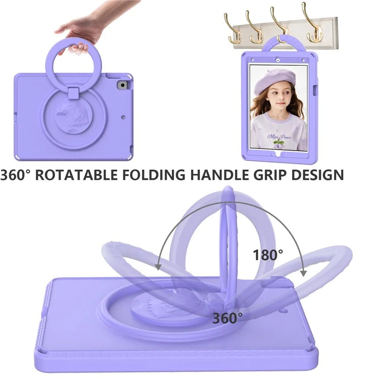 For iPad 10.2 (2019)  /  (2021)  /  (2020)  /  Air 10.5 inch (2019) Case with Shoulder Strap  /  Waterproof Screen Protector EVA Tablet Case - Light Purple