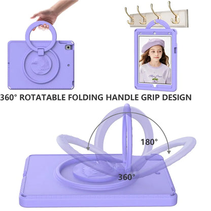 For iPad 10.2 (2019)  /  (2021)  /  (2020)  /  Air 10.5 inch (2019) Case with Shoulder Strap  /  Waterproof Screen Protector EVA Tablet Case - Light Purple