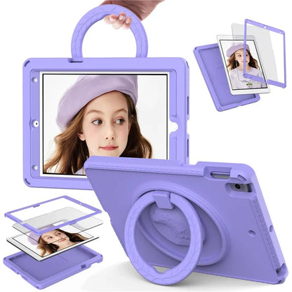For iPad 10.2 (2019)  /  (2021)  /  (2020)  /  Air 10.5 inch (2019) Case with Shoulder Strap  /  Waterproof Screen Protector EVA Tablet Case - Light Purple