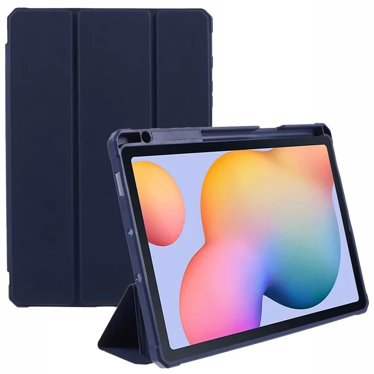 For Samsung Galaxy Tab S6 Lite (2024) / S6 Lite (2022) / S6 Lite (2020) Case PU Leather Tri-fold Stand Clear Back Tablet Cover