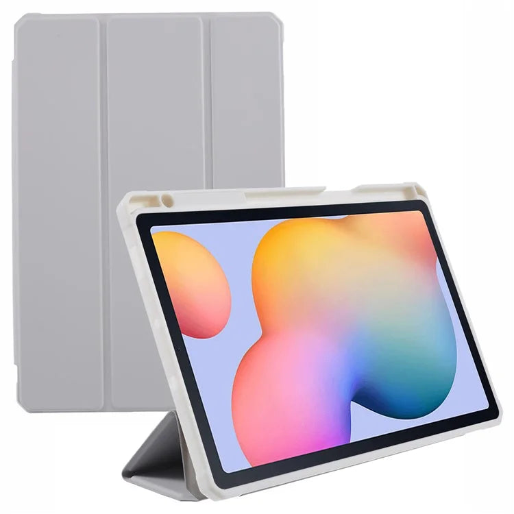 For Samsung Galaxy Tab S6 Lite (2024) / S6 Lite (2022) / S6 Lite (2020) Case PU Leather Tri-fold Stand Clear Back Tablet Cover