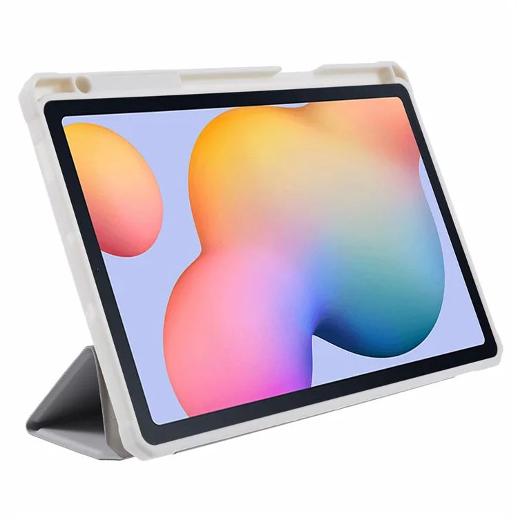 For Samsung Galaxy Tab S6 Lite (2024) / S6 Lite (2022) / S6 Lite (2020) Case PU Leather Tri-fold Stand Clear Back Tablet Cover