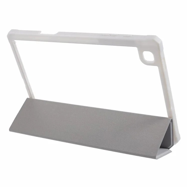 For Samsung Galaxy Tab S6 Lite (2024) / S6 Lite (2022) / S6 Lite (2020) Case PU Leather Tri-fold Stand Clear Back Tablet Cover