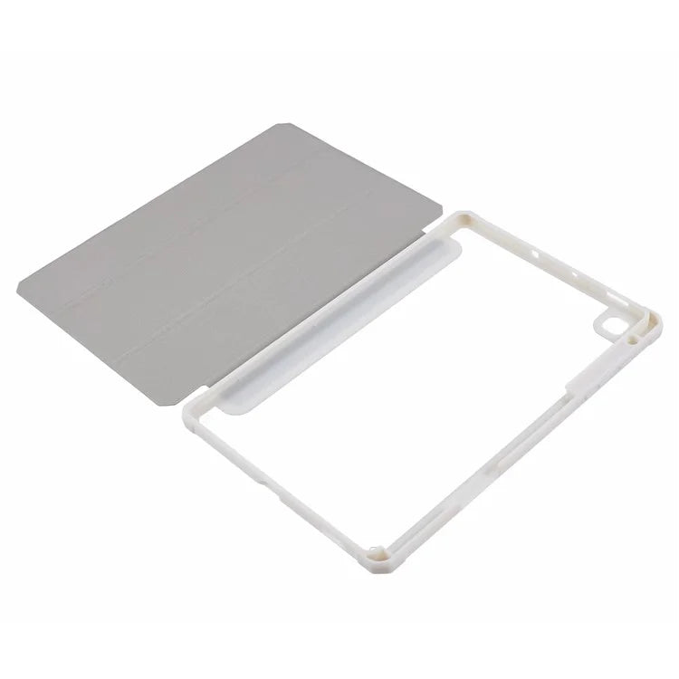 For Samsung Galaxy Tab S6 Lite (2024) / S6 Lite (2022) / S6 Lite (2020) Case PU Leather Tri-fold Stand Clear Back Tablet Cover