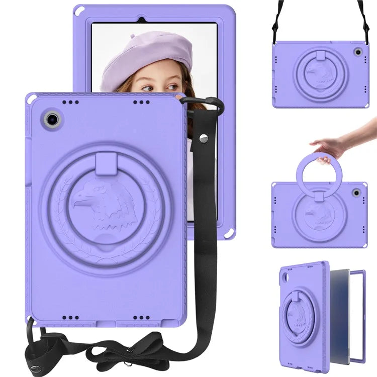 For Samsung Galaxy Tab A8 10.5 (2021) Case with Shoulder Strap  /  Waterproof Screen Protector EVA Tablet Case - Light Purple