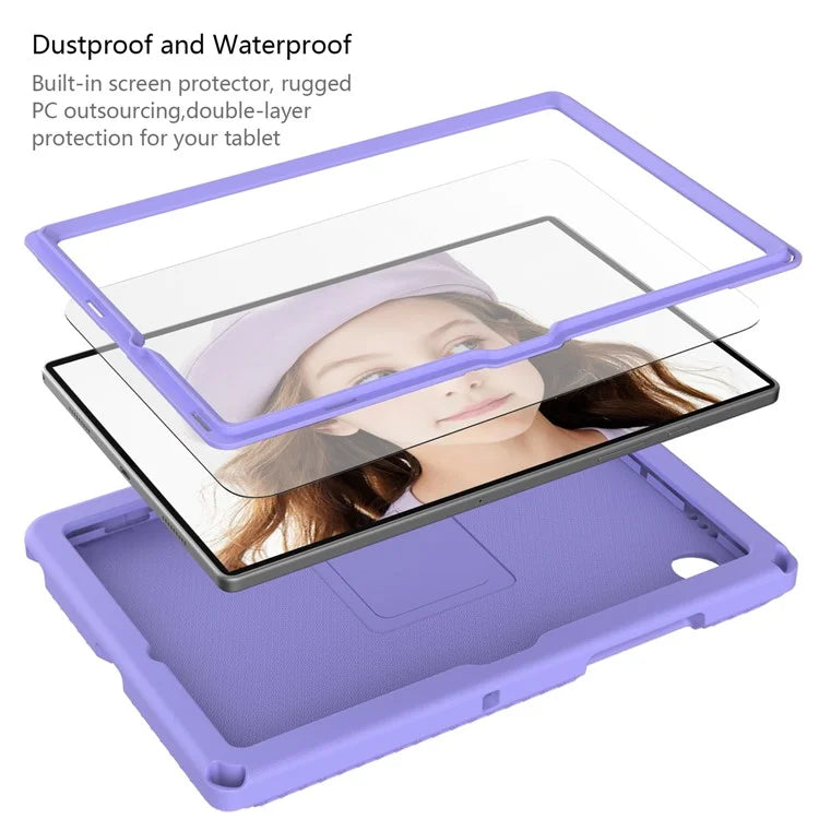 For Samsung Galaxy Tab A8 10.5 (2021) Case with Shoulder Strap  /  Waterproof Screen Protector EVA Tablet Case - Light Purple
