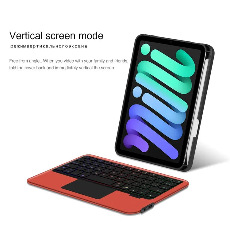 For iPad mini (2021) Shockproof Tablet Case + Detachable Wireless Keyboard with Backlit