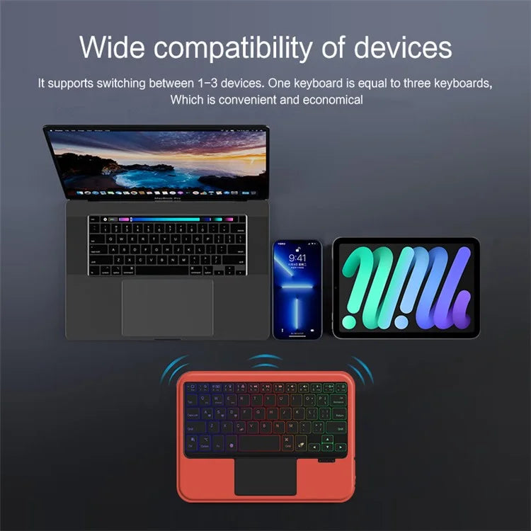 For iPad mini (2021) Shockproof Tablet Case + Detachable Wireless Keyboard with Backlit
