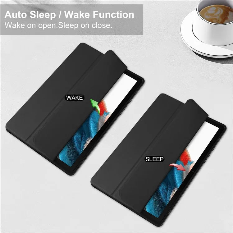 Clear Back Cover for Samsung Galaxy Tab A9+ PU+TPU+Acrylic Tablet Case with Pen Slot