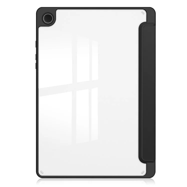 Clear Back Cover for Samsung Galaxy Tab A9+ PU+TPU+Acrylic Tablet Case with Pen Slot