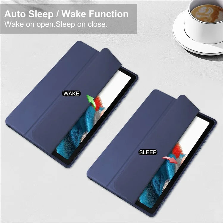 Clear Back Cover for Samsung Galaxy Tab A9+ PU+TPU+Acrylic Tablet Case with Pen Slot