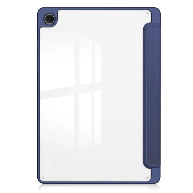 Clear Back Cover for Samsung Galaxy Tab A9+ PU+TPU+Acrylic Tablet Case with Pen Slot