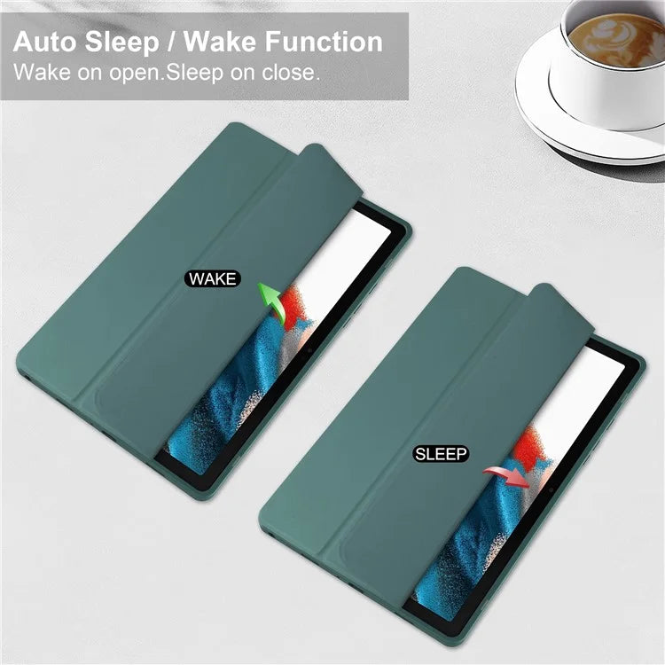 Clear Back Cover for Samsung Galaxy Tab A9+ PU+TPU+Acrylic Tablet Case with Pen Slot