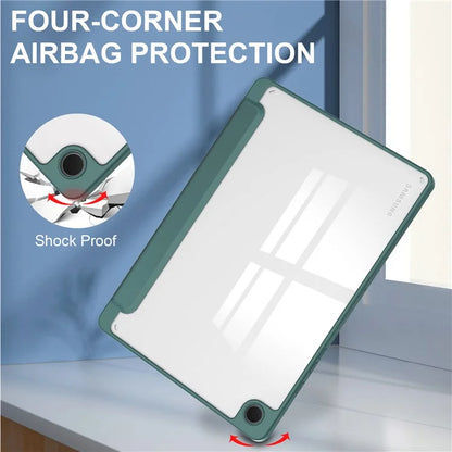 Clear Back Cover for Samsung Galaxy Tab A9+ PU+TPU+Acrylic Tablet Case with Pen Slot