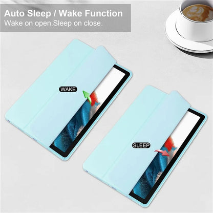 Clear Back Cover for Samsung Galaxy Tab A9+ PU+TPU+Acrylic Tablet Case with Pen Slot