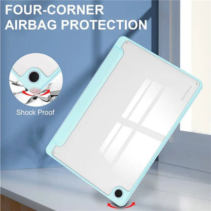 Clear Back Cover for Samsung Galaxy Tab A9+ PU+TPU+Acrylic Tablet Case with Pen Slot