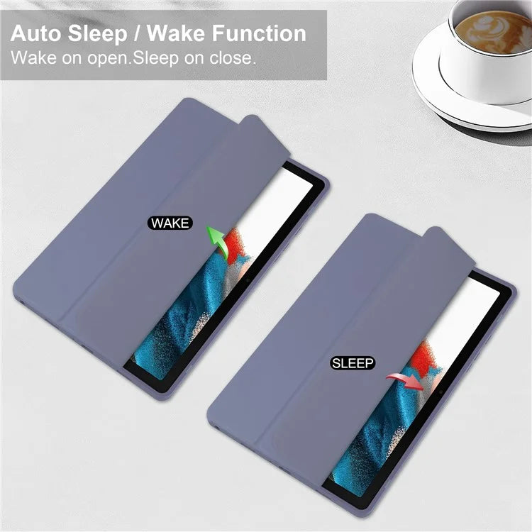 Clear Back Cover for Samsung Galaxy Tab A9+ PU+TPU+Acrylic Tablet Case with Pen Slot