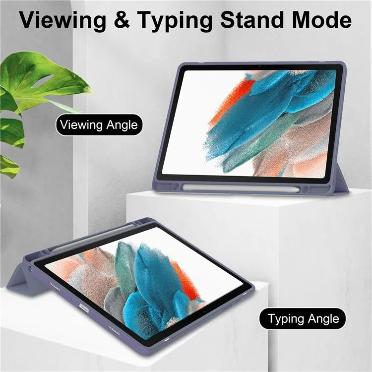 Clear Back Cover for Samsung Galaxy Tab A9+ PU+TPU+Acrylic Tablet Case with Pen Slot