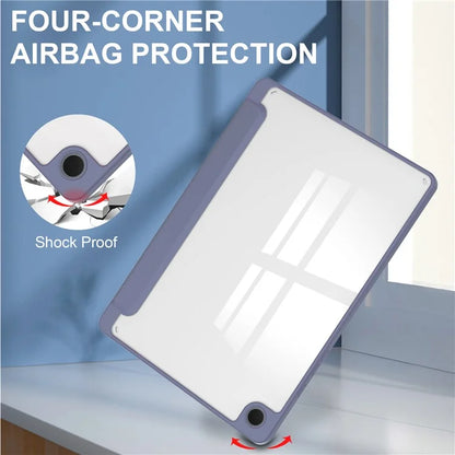 Clear Back Cover for Samsung Galaxy Tab A9+ PU+TPU+Acrylic Tablet Case with Pen Slot