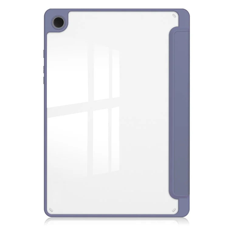 Clear Back Cover for Samsung Galaxy Tab A9+ PU+TPU+Acrylic Tablet Case with Pen Slot
