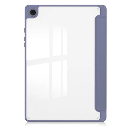 Clear Back Cover for Samsung Galaxy Tab A9+ PU+TPU+Acrylic Tablet Case with Pen Slot
