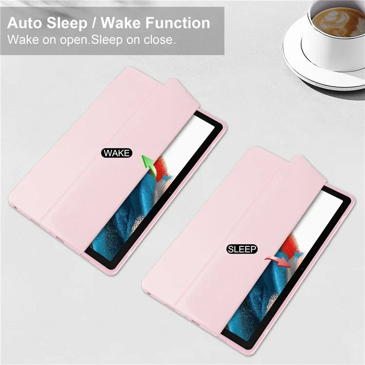 Clear Back Cover for Samsung Galaxy Tab A9+ PU+TPU+Acrylic Tablet Case with Pen Slot