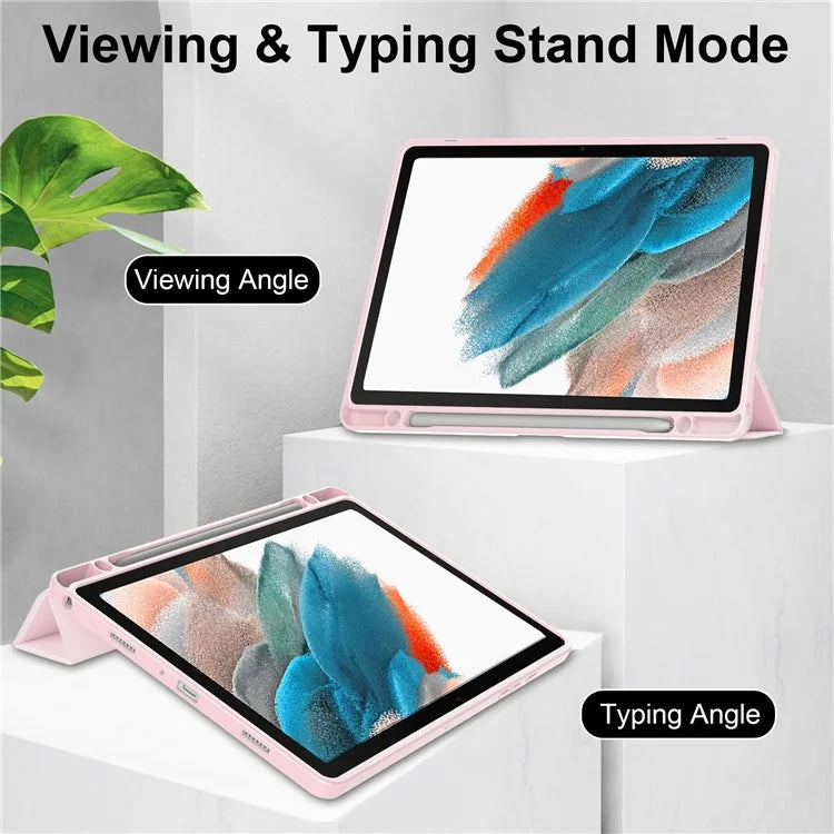 Clear Back Cover for Samsung Galaxy Tab A9+ PU+TPU+Acrylic Tablet Case with Pen Slot