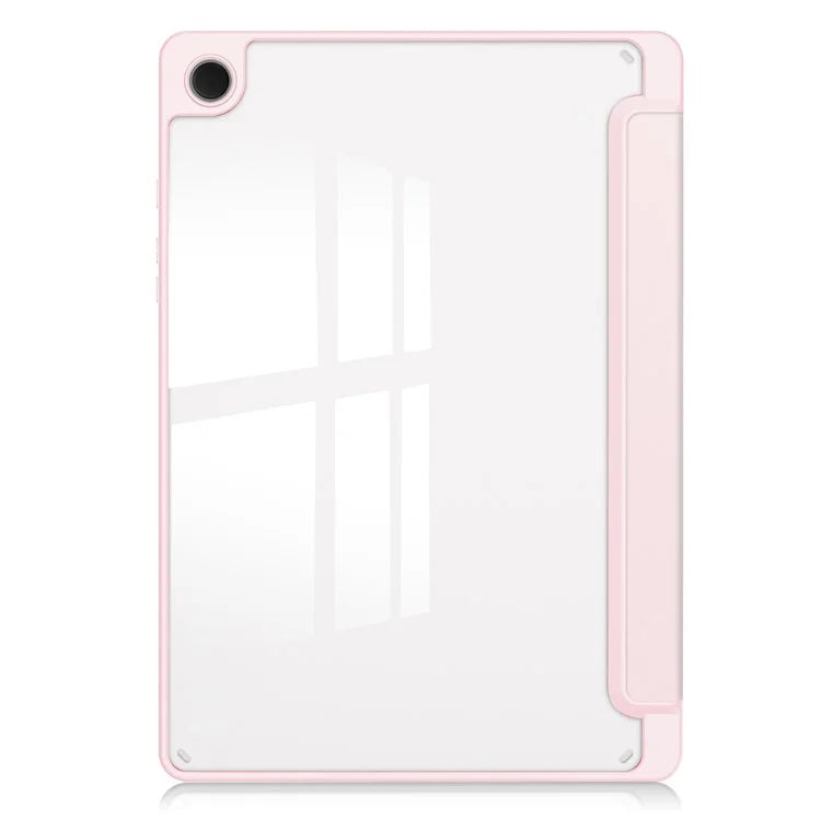 Clear Back Cover for Samsung Galaxy Tab A9+ PU+TPU+Acrylic Tablet Case with Pen Slot