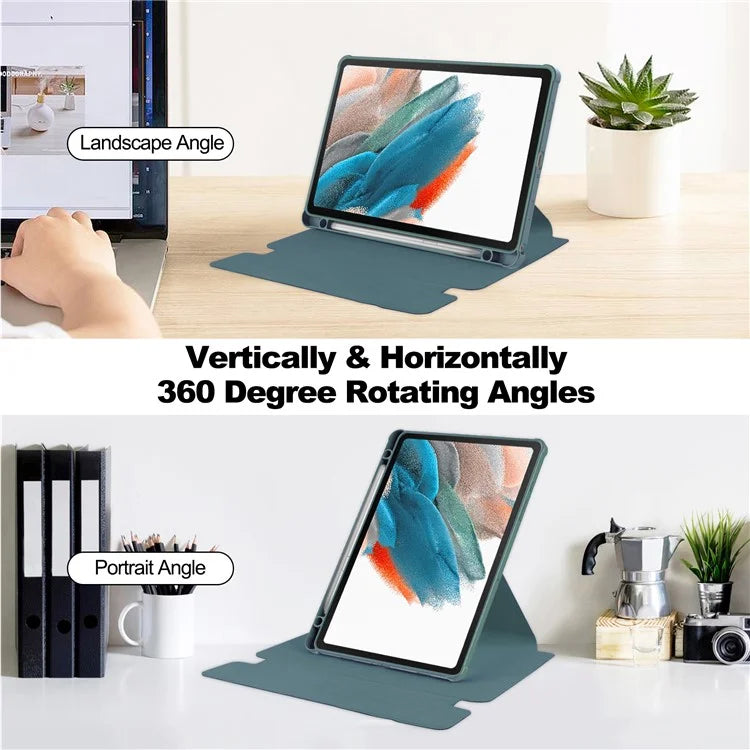 For Samsung Galaxy Tab A9+ Tablet Case 360-Degree Rotating Stand PU+Acrylic Cover (without Keyboard)