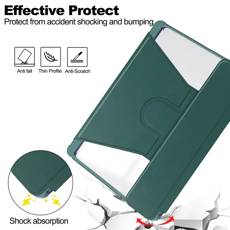 For Samsung Galaxy Tab A9+ Tablet Case 360-Degree Rotating Stand PU+Acrylic Cover (without Keyboard)