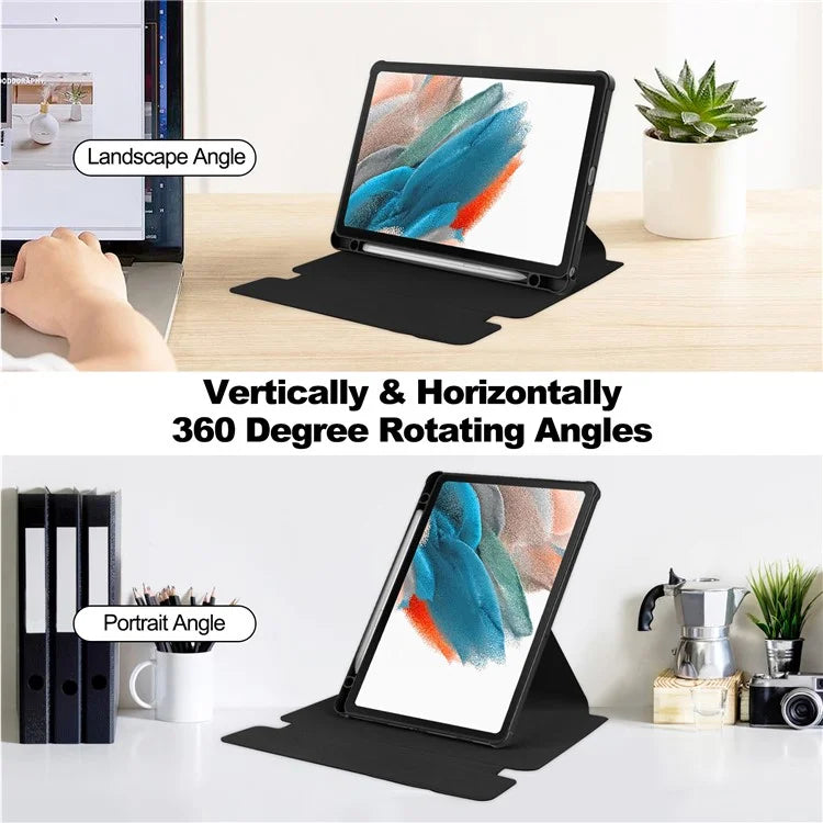 For Samsung Galaxy Tab A9+ Tablet Case 360-Degree Rotating Stand PU+Acrylic Cover (without Keyboard)