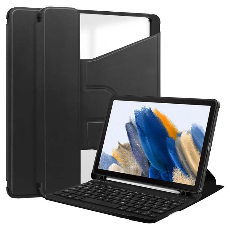 Tablet Case with Bluetooth Keyboard for Samsung Galaxy Tab A9+ Rotating Stand PU+Acrylic Cover