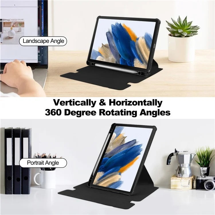 Tablet Case with Bluetooth Keyboard for Samsung Galaxy Tab A9+ Rotating Stand PU+Acrylic Cover