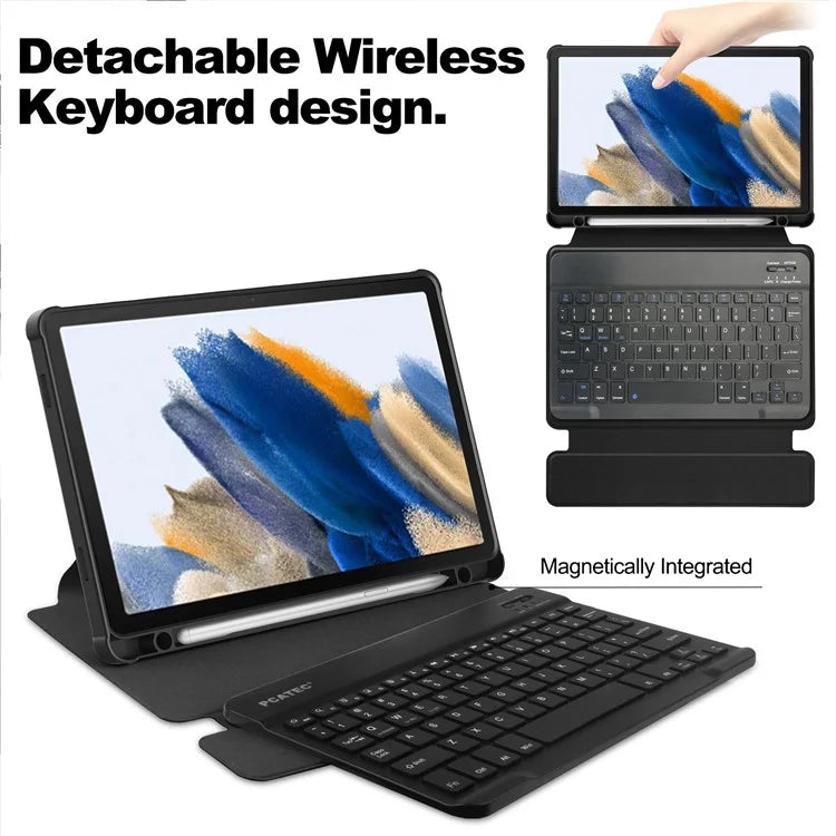 Tablet Case with Bluetooth Keyboard for Samsung Galaxy Tab A9+ Rotating Stand PU+Acrylic Cover