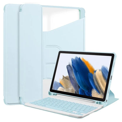 Tablet Case with Bluetooth Keyboard for Samsung Galaxy Tab A9+ Rotating Stand PU+Acrylic Cover