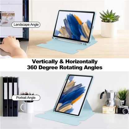 Tablet Case with Bluetooth Keyboard for Samsung Galaxy Tab A9+ Rotating Stand PU+Acrylic Cover