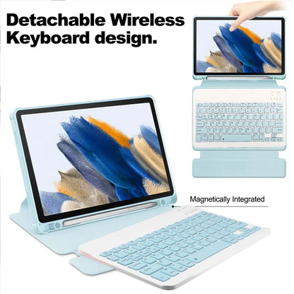 Tablet Case with Bluetooth Keyboard for Samsung Galaxy Tab A9+ Rotating Stand PU+Acrylic Cover