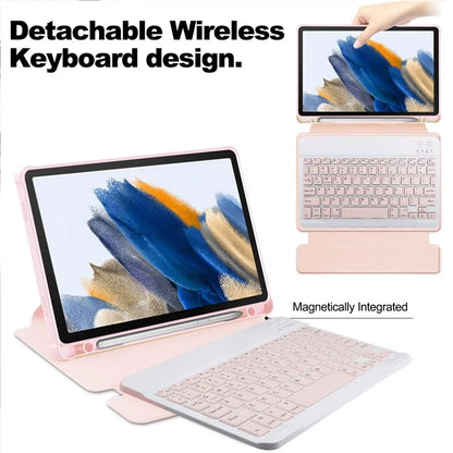 Tablet Case with Bluetooth Keyboard for Samsung Galaxy Tab A9+ Rotating Stand PU+Acrylic Cover