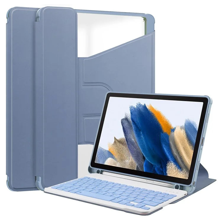 Tablet Case with Bluetooth Keyboard for Samsung Galaxy Tab A9+ Rotating Stand PU+Acrylic Cover