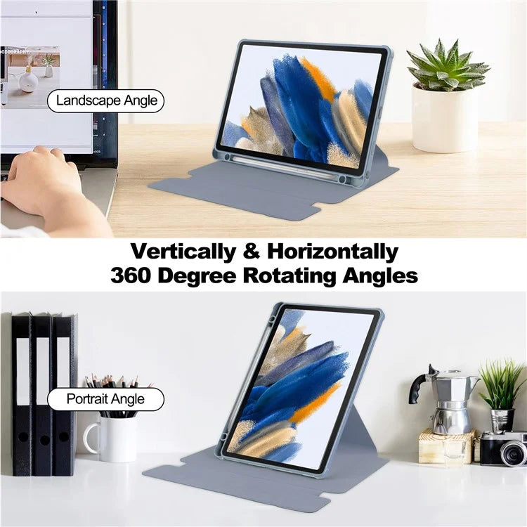 Tablet Case with Bluetooth Keyboard for Samsung Galaxy Tab A9+ Rotating Stand PU+Acrylic Cover