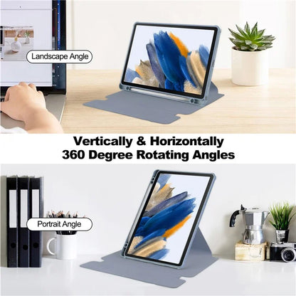 Tablet Case with Bluetooth Keyboard for Samsung Galaxy Tab A9+ Rotating Stand PU+Acrylic Cover