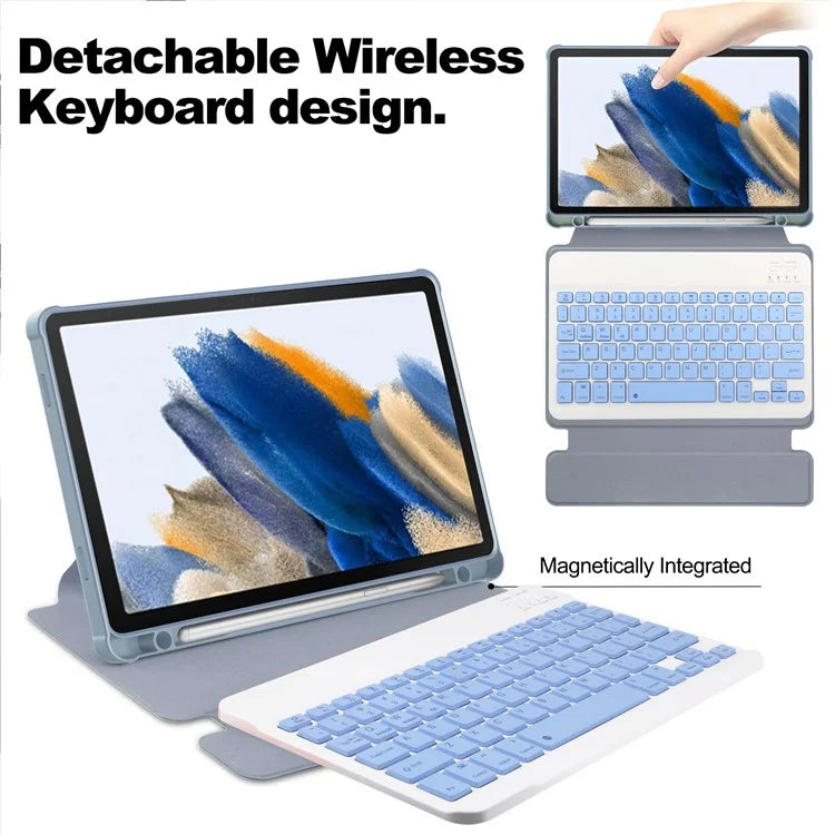 Tablet Case with Bluetooth Keyboard for Samsung Galaxy Tab A9+ Rotating Stand PU+Acrylic Cover