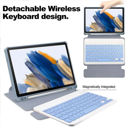 Tablet Case with Bluetooth Keyboard for Samsung Galaxy Tab A9+ Rotating Stand PU+Acrylic Cover