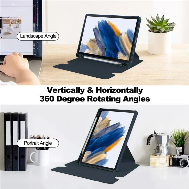 Tablet Case with Bluetooth Keyboard for Samsung Galaxy Tab A9+ Rotating Stand PU+Acrylic Cover